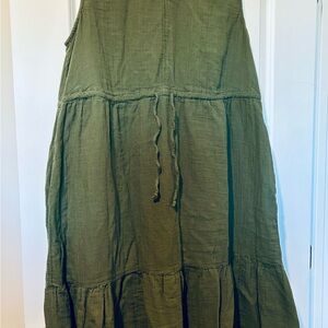 Olive Green Tiered Midi Dress
